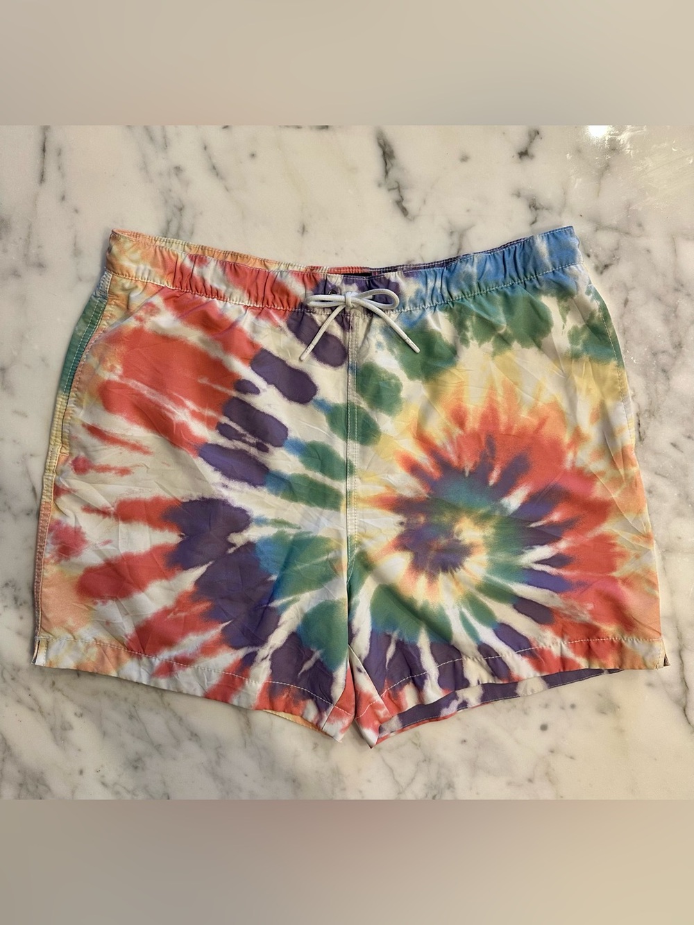 Abercrombie & Fitch Tie-Dye Swim Trunks in Red, Blue, Green, Purple, Yellow